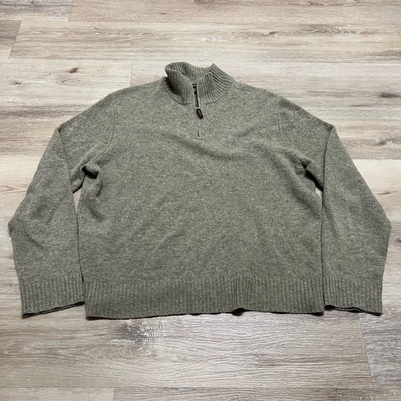 J Crew Premium Wool Quarter Zip Pullover Sweater.  Men’s Size X-Large Tan Brown - Picture 1 of 5